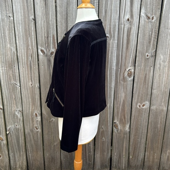Soft Surroundings black velvet moto style jacket, size Petite Large - Picture 4 of 9